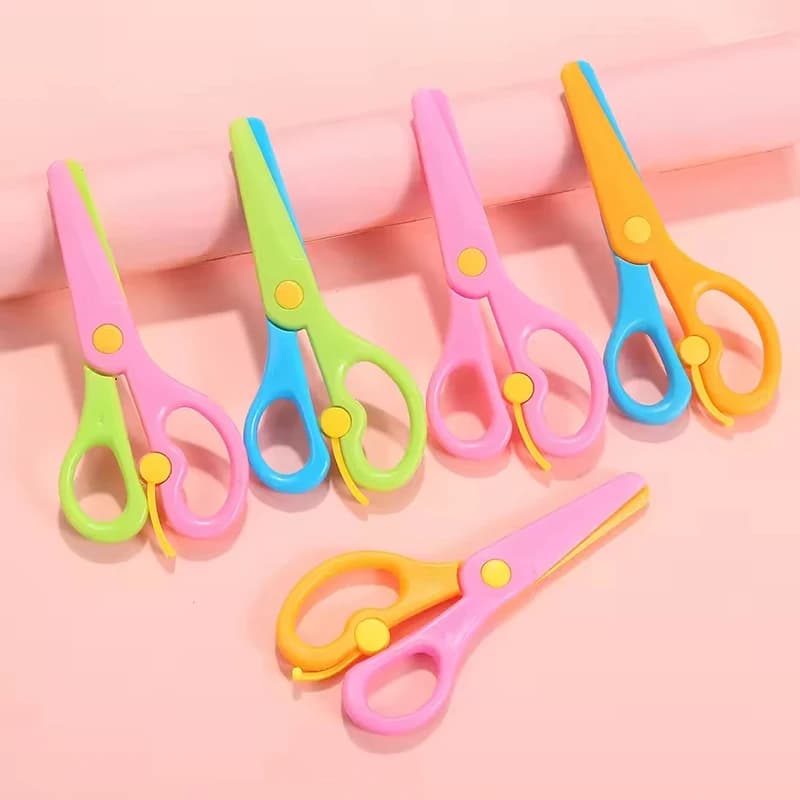 3/6/9/12PCS Plastic DIY Scissors New Handmade Supplies Round Head Scissors Office School Artclass Stationery Cuttings Tools ZYF