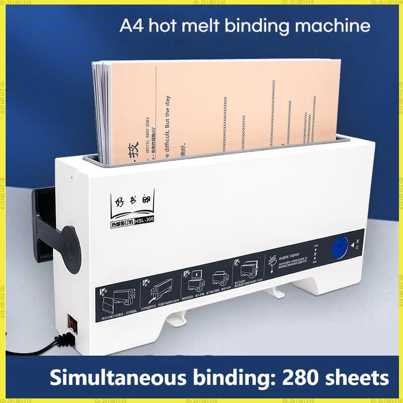 A4 Office Hot Melt Binding Machine Small Automatic Gluing Home Binding Machine 4mm Thermal Fusion Cover For Document Finishing