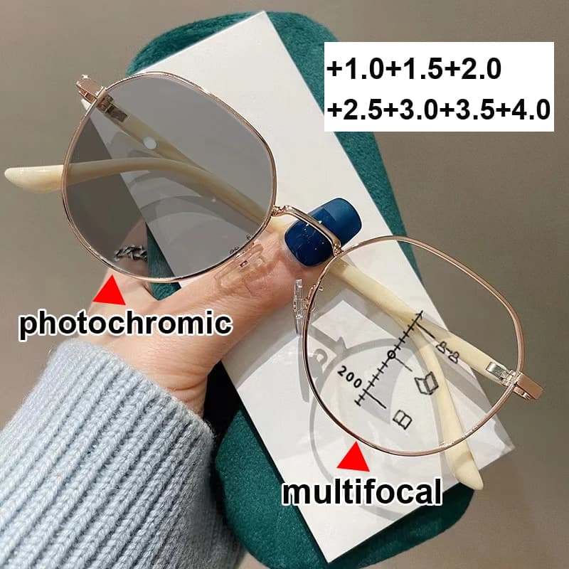 Women Men Ladies Progressive Multifocal Presbyopia Glasses for Unisex Prescription Reading Eyewear Color Changing Sunglasses