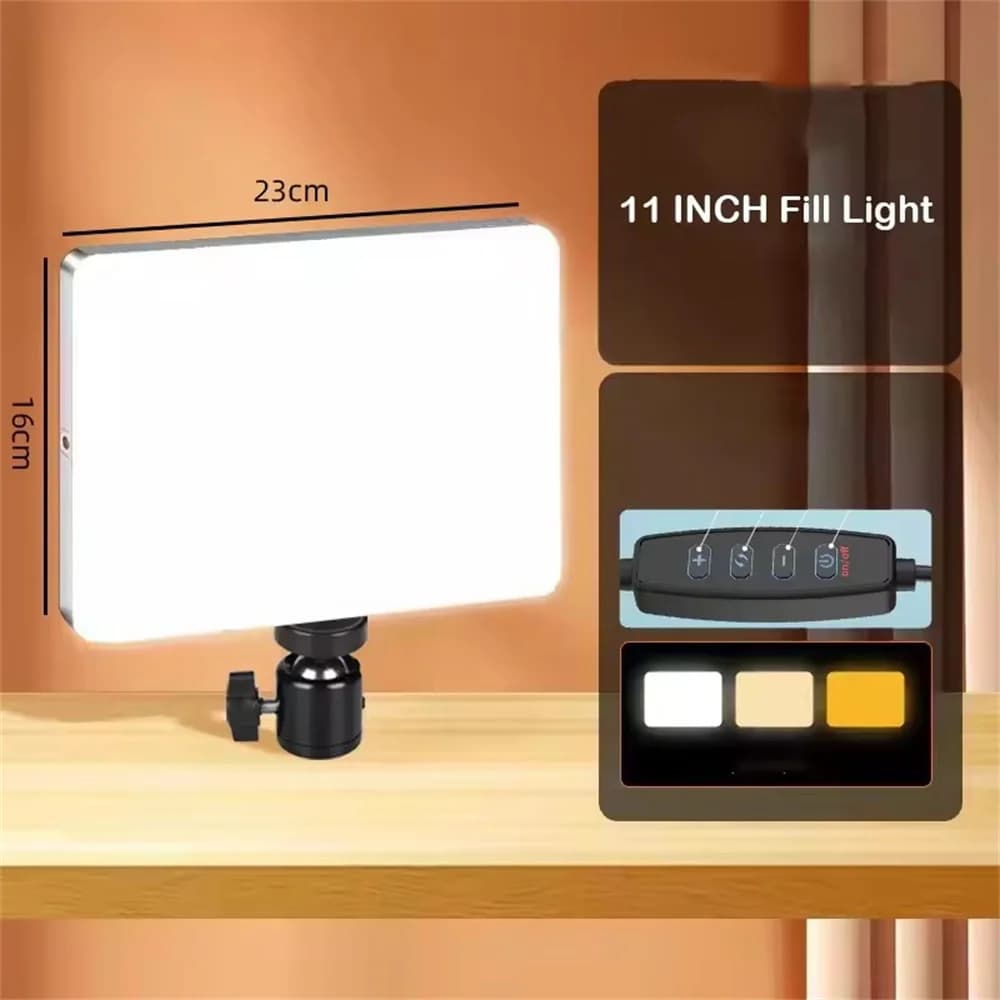 LED Video Light With Professional Tripod Stand Remote Control Dimmable Panel Lighting Photo Studio Live Photography Fill-in Lamp