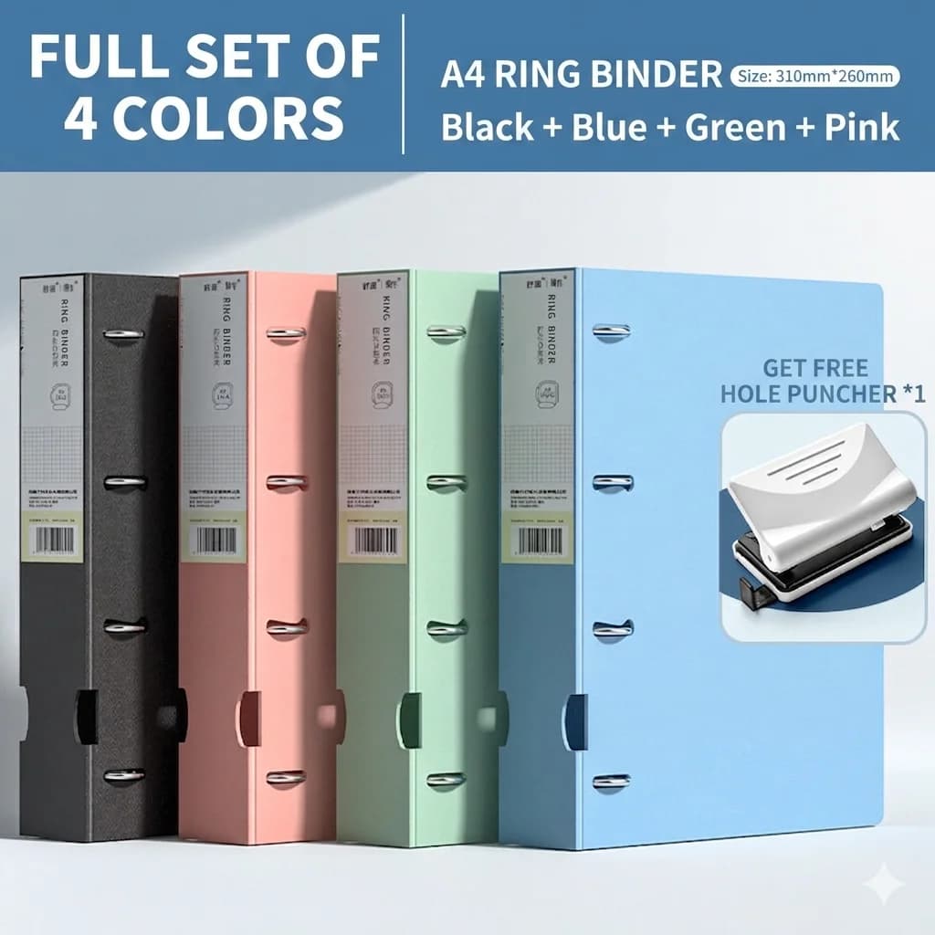 Document Organizer Minimalist 4-Hole Binder Office Binder Rugged A4 D-Ring Binder For Student Organization Office Document