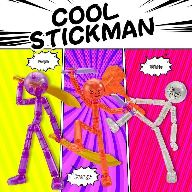 1 Set Novelty Action Figure Stickman Assembled Robot Movable Multi-jointed Stickman Toy 3d Printing Mannequin