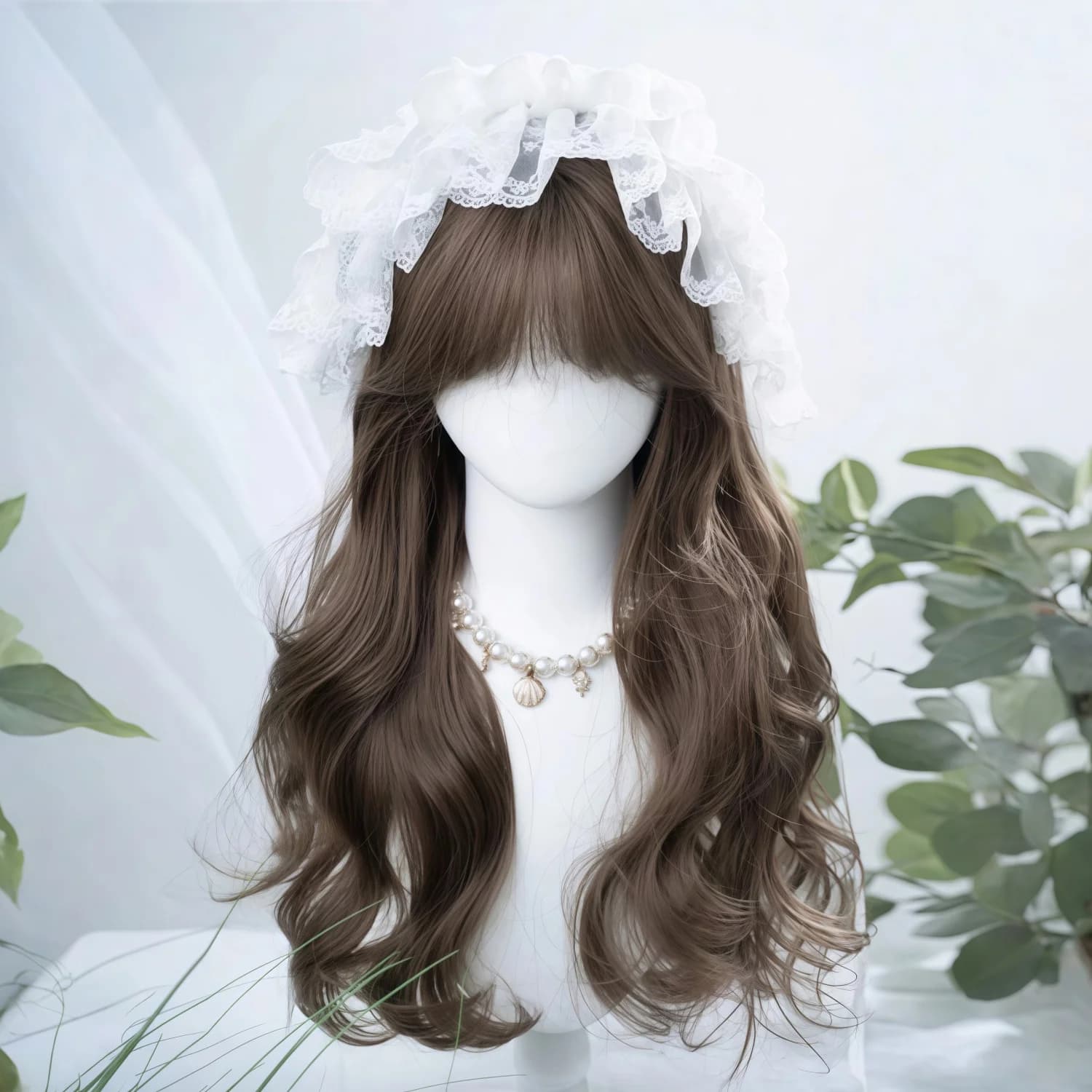 Synthetic Heat-Resistant Wig, Black-Brown Curly Hair with Bang Suitable for Daily Wear, Birthdays, Heat-Resistant Fiber