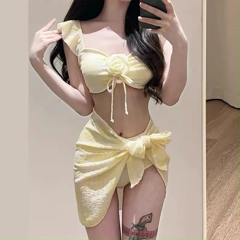 Sexy Bikini Three-Piece Set Vacation Spa Beach Swimwear Women's High-End Sensation Escape Princess 2024 New Arrival