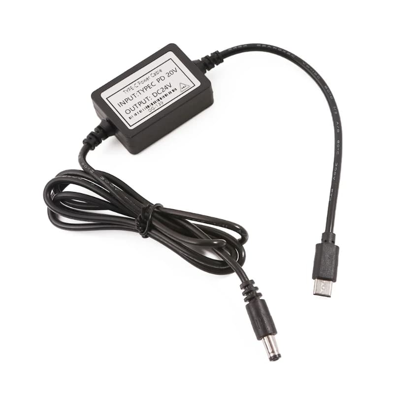 USB Type C Cable 12V 15V 20V 3A Input 24V 1A Output for 24V 5.5x2.1mm Electronics Cameras Led Lights 3D Printers