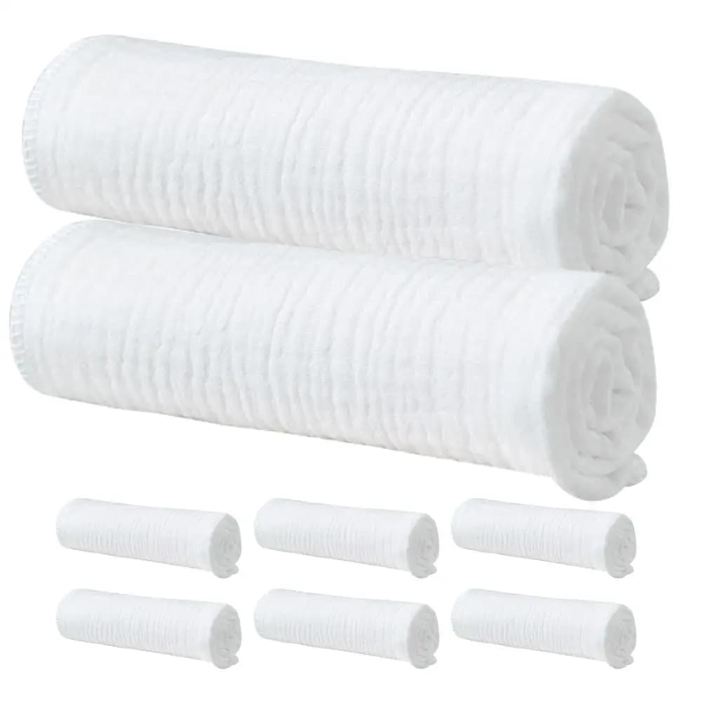 8 Pcs Cotton Diapers Reusable Washable Baby Cloth Nappies 43x45cm White Newborn Muslin Burp Cloth Toddler Pee Training Diaper