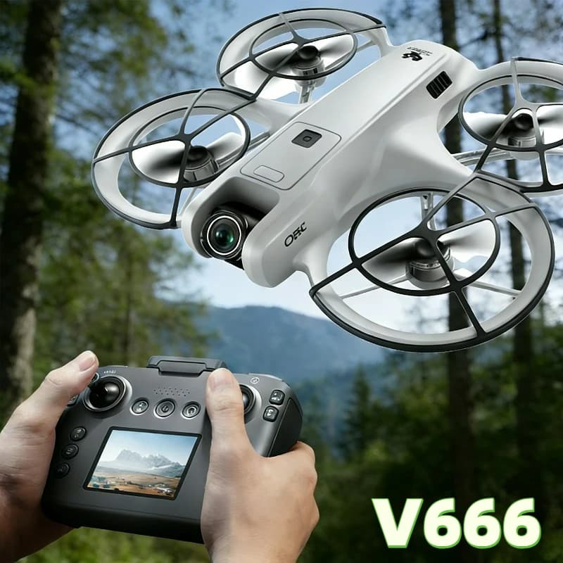 V666 Screen Drone with Dual Cameras &Brushless Motor, Optical Flow Hover, One-Key Takeoff, Gesture Control,Gift Box for Holidays