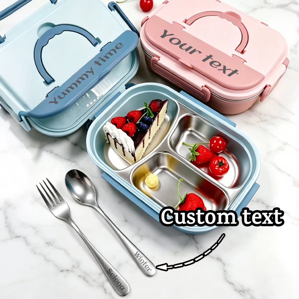 Custom Name Bento Lunch Box,Personalized 304 Material Stainless Steel Lunch Box,Birthday Gifts,Dinner Plate Compartment,Students