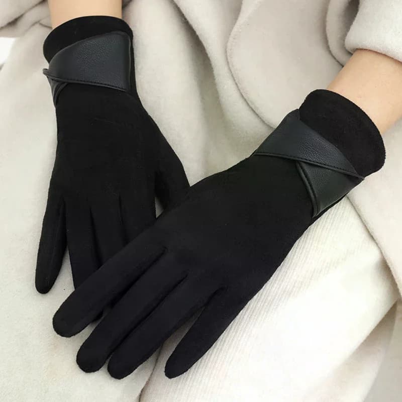 1 Pair Suede Gloves For Women Winter Velvet Gloves Elegant Touch Screen Gloves Riding Driving Keep Warm Outdoor Christmas Gift