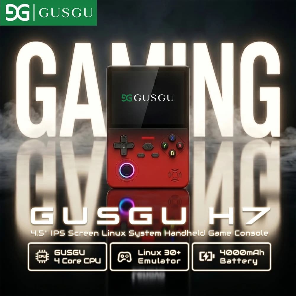 GUSGU H7 Retro Handheld Game Console Linux System 4.5-inch IPS Screen Video Player 64GB Portable Handheld Game Consoles