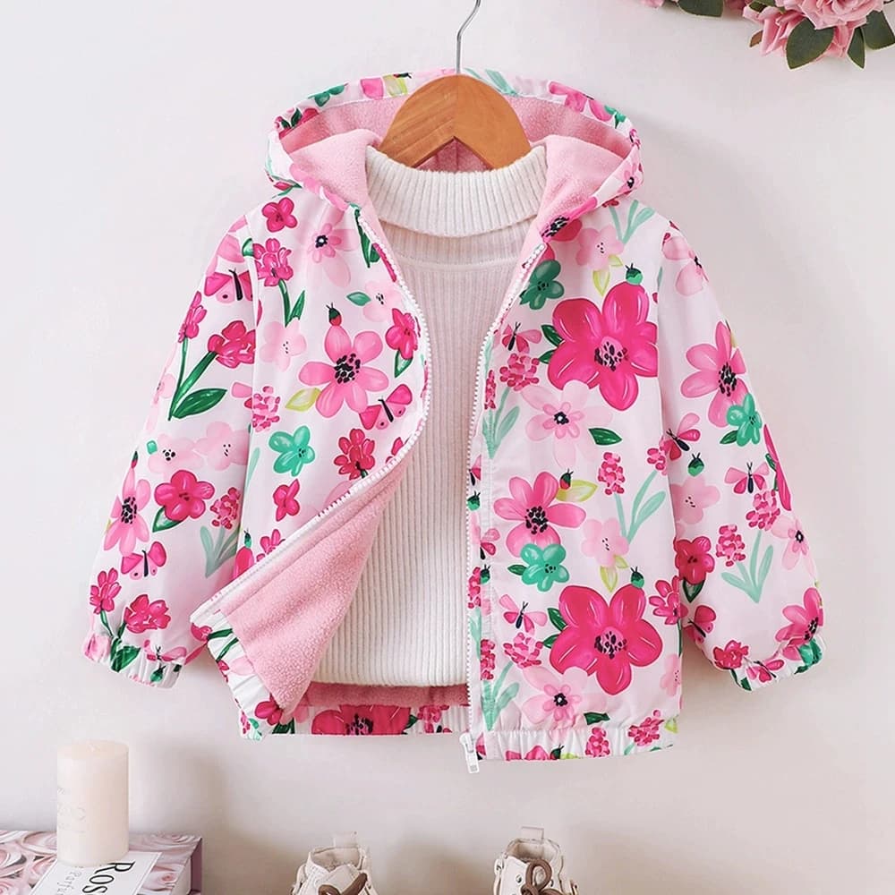 2025 Kids Girls' Hooded Jacket Fall/Winter Outerwear Children Clothing Velvet Coat&Jacket For Baby Girls For 2 3 4 5 6 7 Years