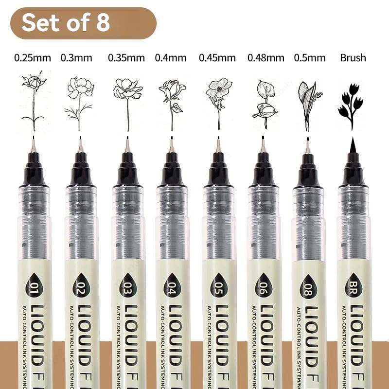 Professional 5/8pc Manga Art Marker Set Fine Line Sketch Pens for Drawing Illustration & Calligraphy Artist School Supplies Kit