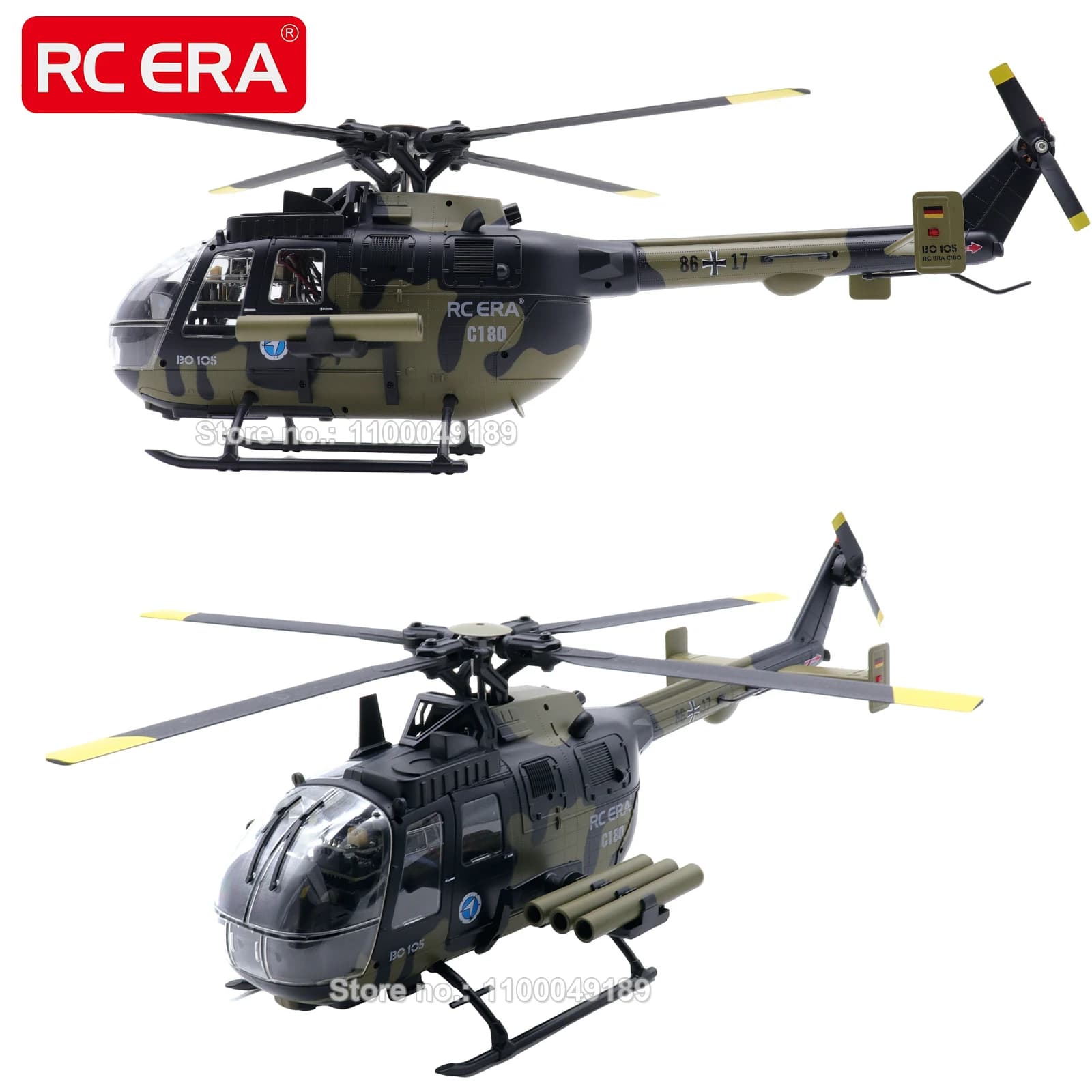 RC ERA C180 BO105 Direct-drive Brushless RC Helicopter with TOF Altitude Hold Optical Flow Remote Control Hobby Toy for Adult