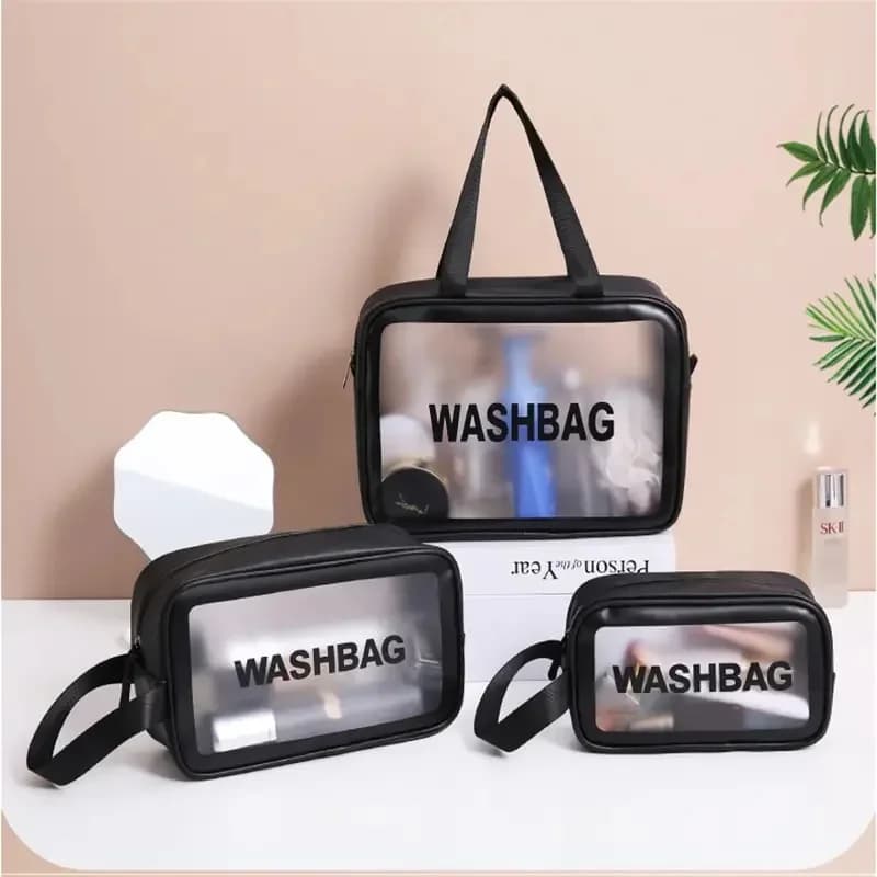 Black Cosmetic Bags Waterproof Make Up Storage Handbags Portable Travel Toiletries Storage Bag Seaside Tote Women's Cosmetic Bag
