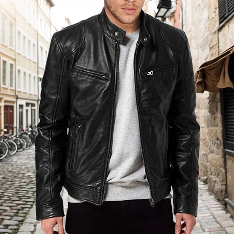 New Leather Jackets Man Bomber Motorcycle Biker Pu Leather Coat Spring Casual Loose Fit Faux Jacket Anti-wind Leather Coat Male