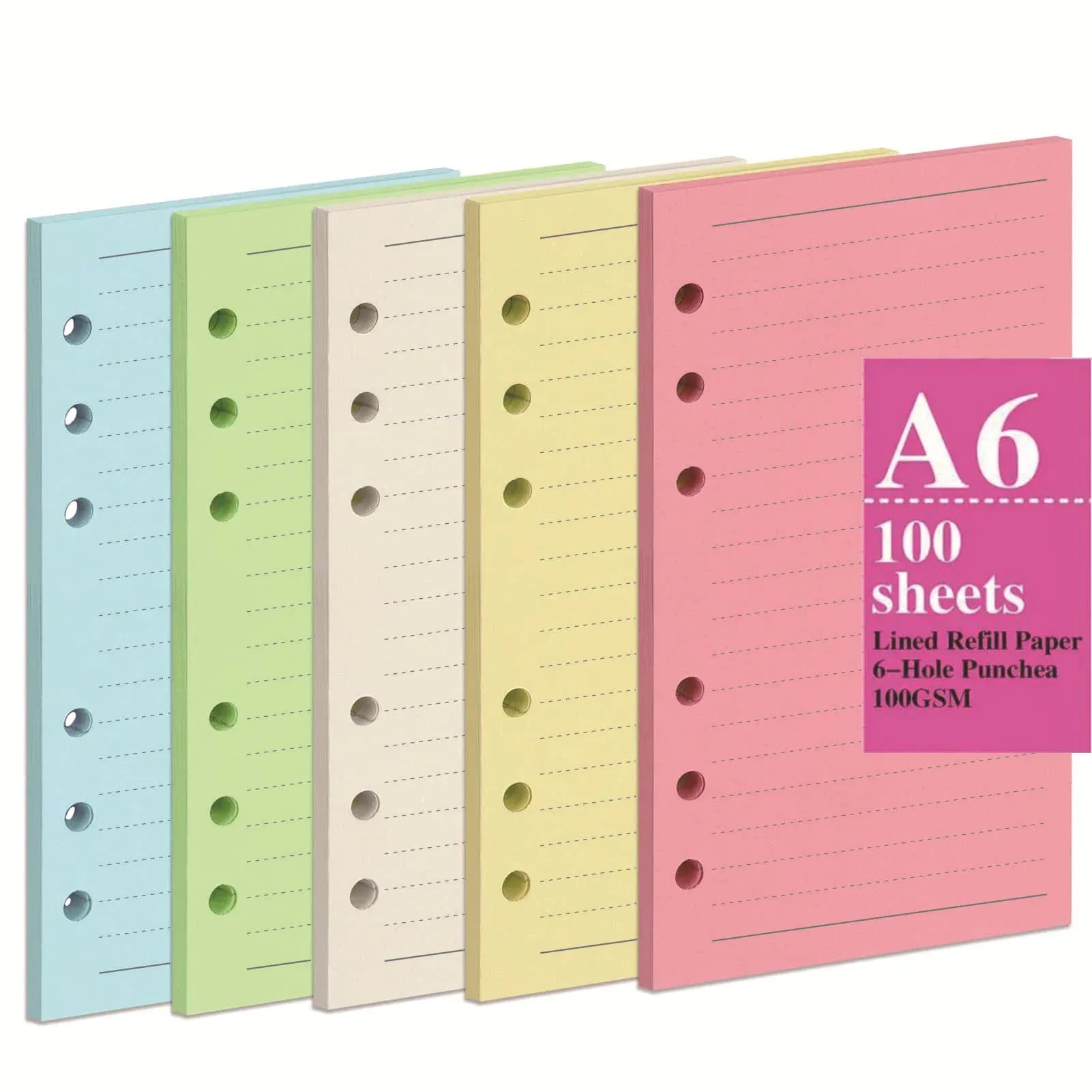 100 Sheet A5 A6 Loose-leaf Colorful Replacement 100G Daolin Paper Refill Inner Page Line Inner Page Inside Paper Stationery