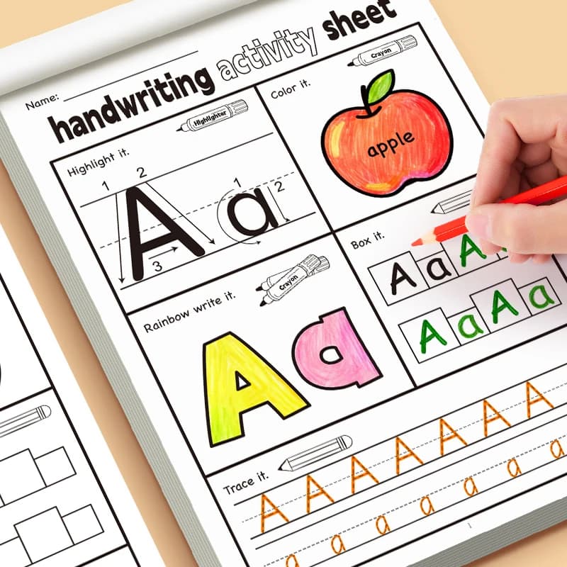 English Letter Handwriting Exercise Book Children's Fun Activity Copybook Containing Fun Illustrations 5 Types Interactive Games