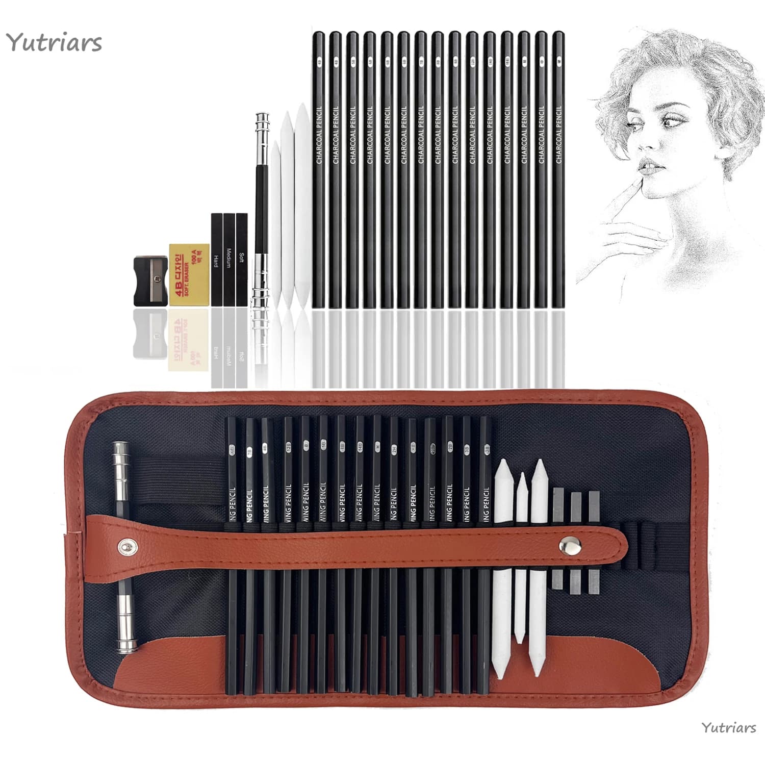 25 Pcs Drawing Sketching Coloring Set Drawing Pencils & Sketching Kit Art Tool Kit Professional Art Supplies Set