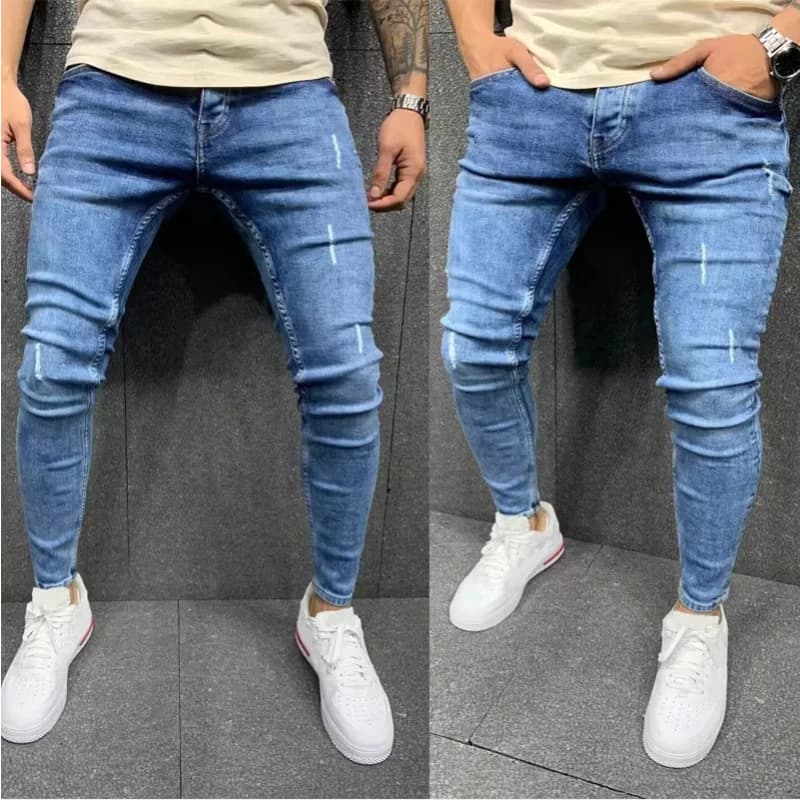 Men's Slim-Fit Jeans, Cotton Denim, Casual Streetwear