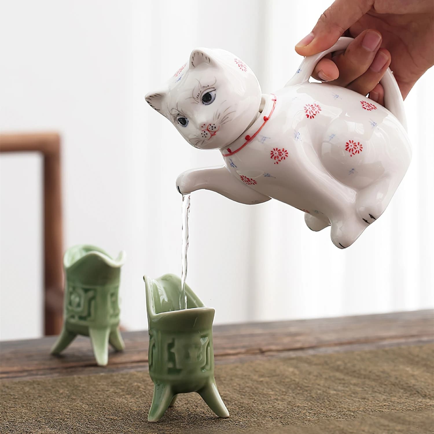 Ceramics Teapot WaterWare Cat Kettle Porcelain FlagonPot Drink Juice Bottle Bone China Jug Drinkware Household Kitchen Supplies