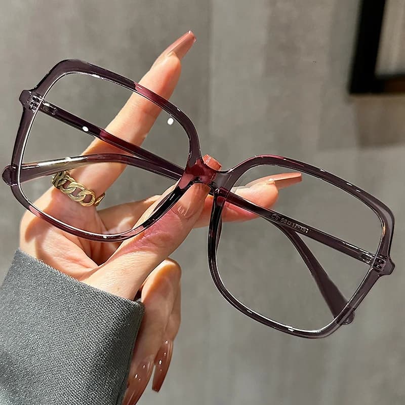 Women Prescription Oversized Minus Glasses Blue Light Blocking Short-sight Eyeglasses High Definition Near Sight Eyewear To -4.0