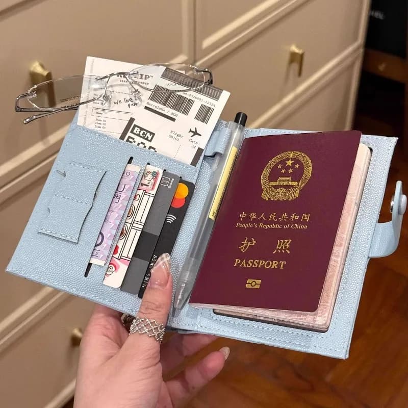 Leather Passport Holder Covers Case Multi-functional Travel Credit Card Wallet Cute Passport Book for Women Hasp Passport Cover