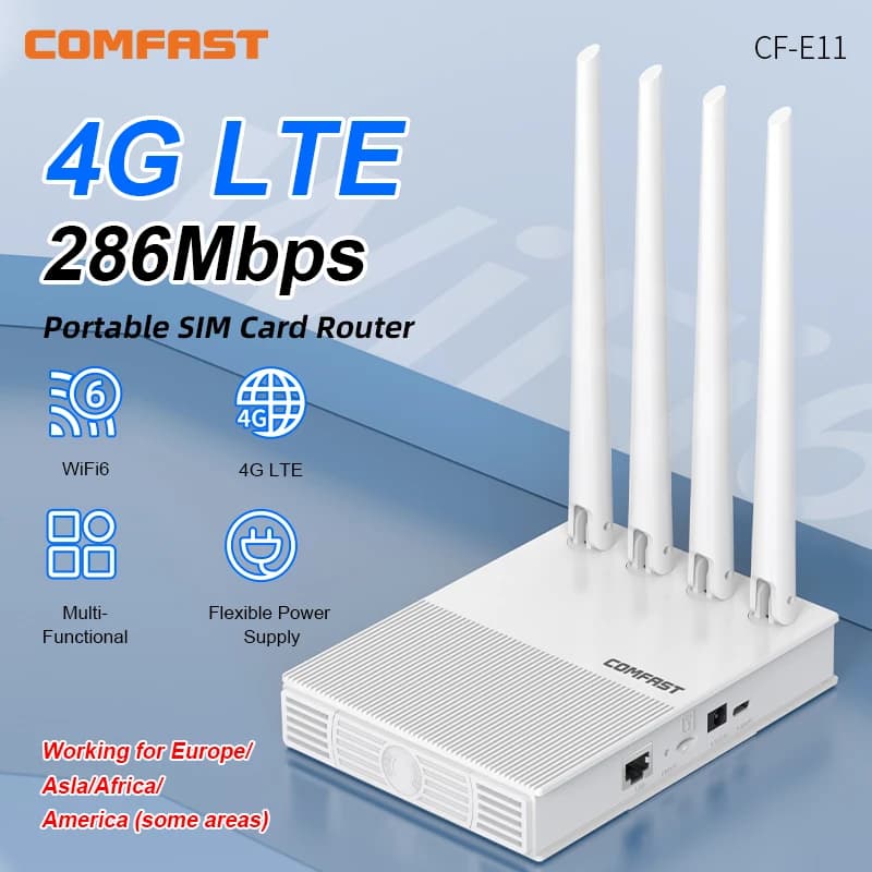 COMFAST 4G LTE Router WiFi6 Router 300Mbps 4G WiFi Portable Router Modem 4 Antenna with SIM Cards Access Point Hotspot Router