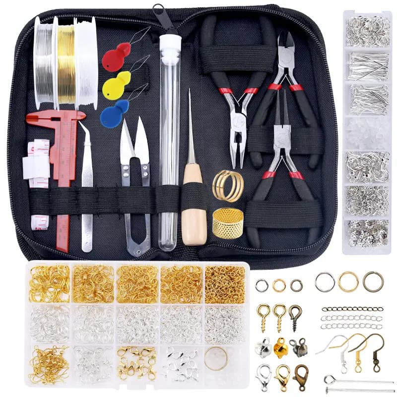 DIY Jewelry Making Tools: Open Jump Rings, Lobster Clasps, Crimp Beads, Earring Hooks for Craft Repair & Beginners