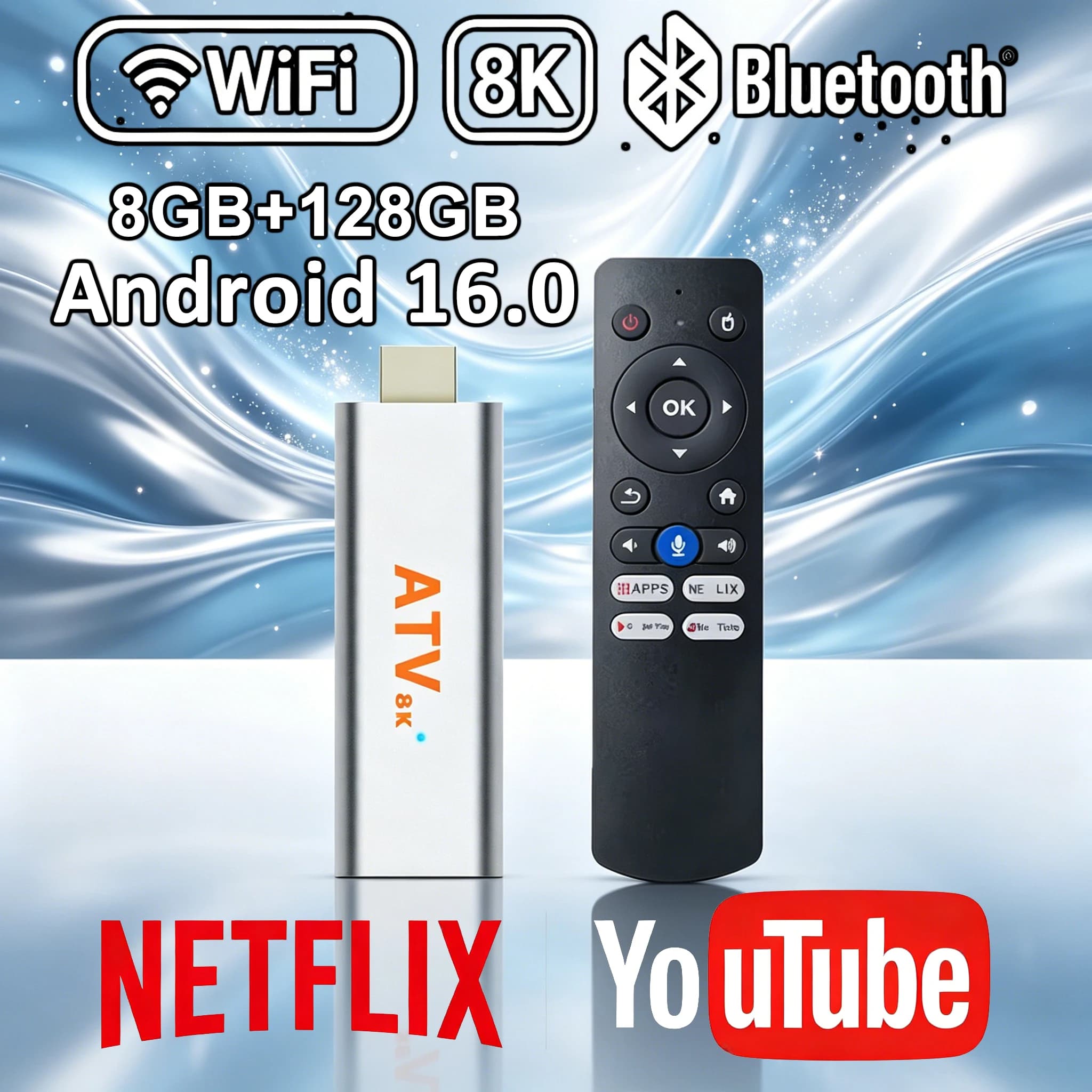 2026 New TV Stick Android16 Q15 Allwinner H313 8GB 256GB Dual Wifi BT5.4 Voice Remote Netflix YouTube Smart Media Player Fast