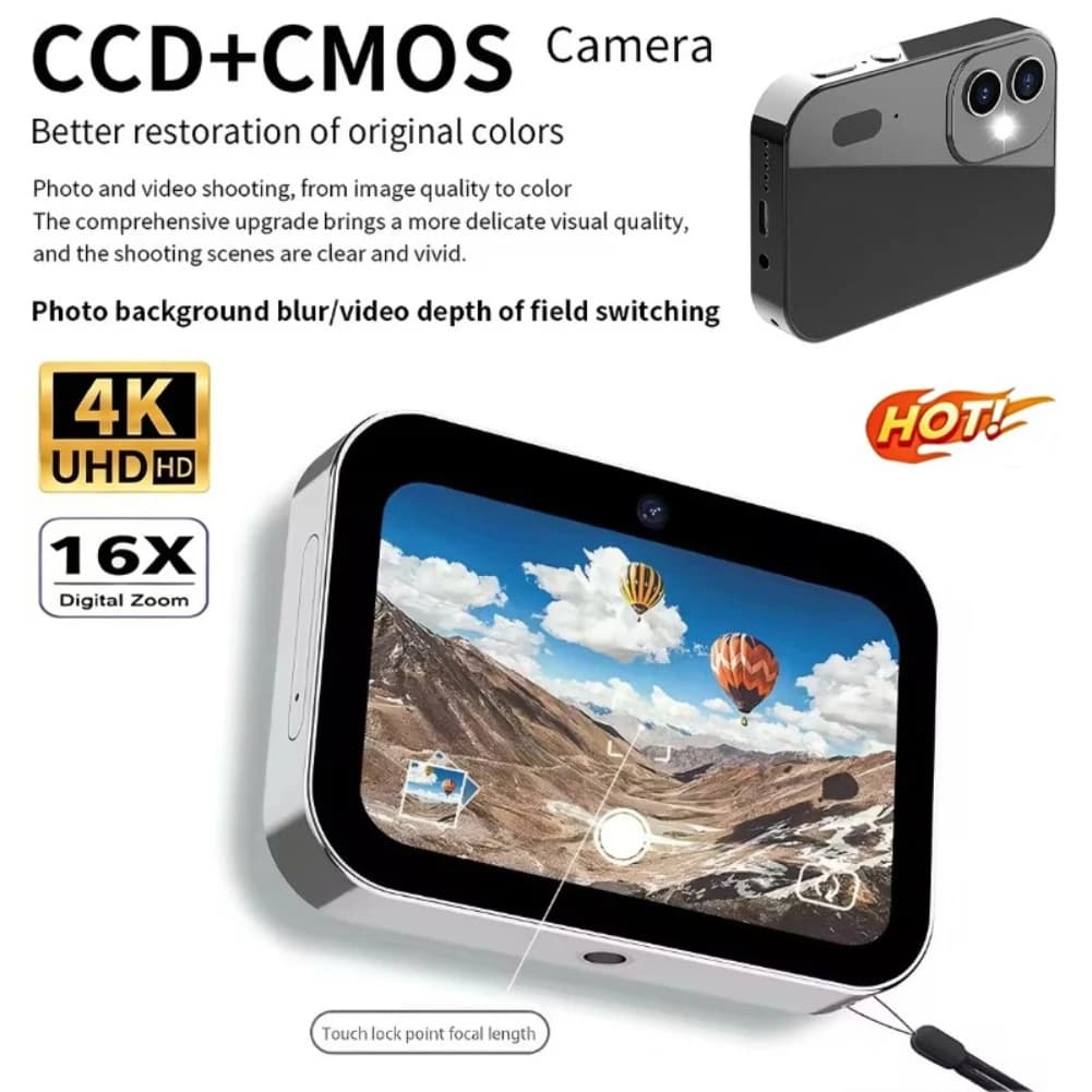 D6 4K Digital Camera 64MP Triple Lens 3.0'' Touch Screen Video Recorder Vlog Portable Outdoor Sport HD Selfie Vlog CCD Camcorder