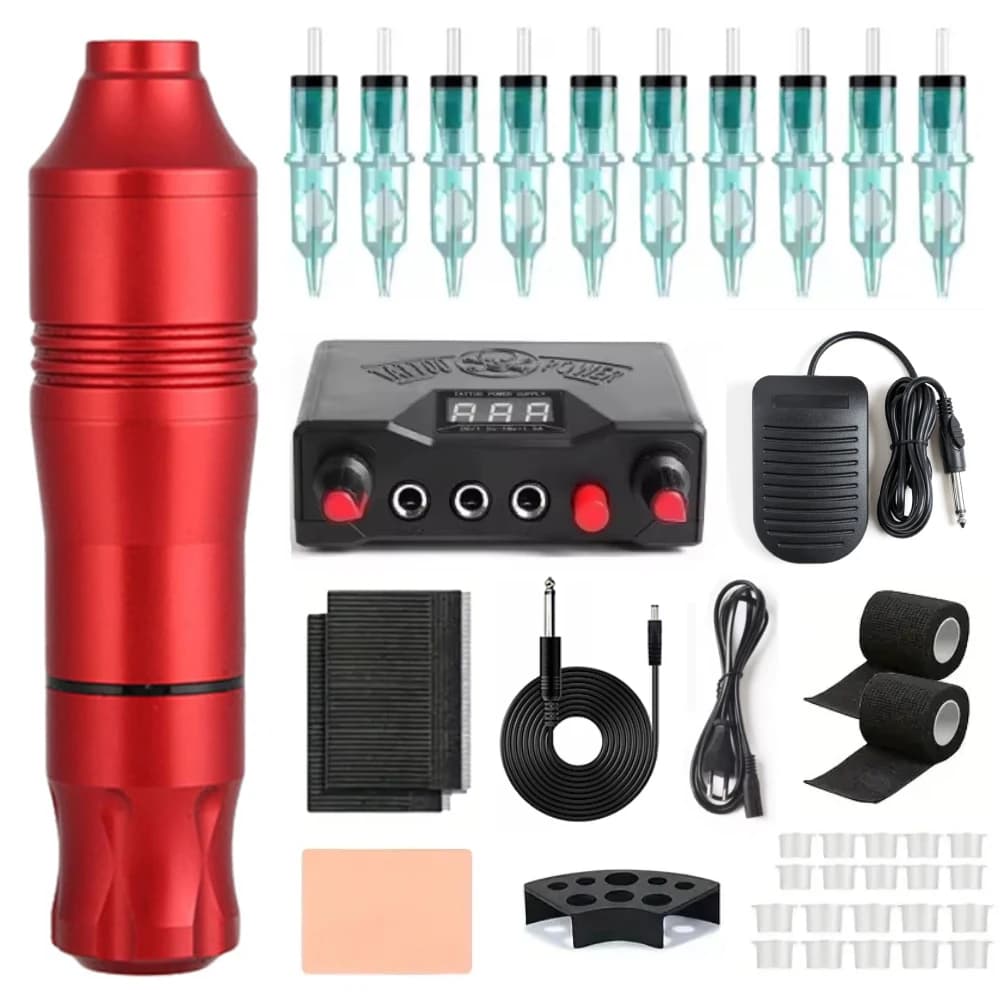 Tattoo Kit Tattoo Machine Pen Kit with Power Supply, Cartridge Needles & Foot Pedal for Tattoo Beginners/ Artists Tattoo Supply