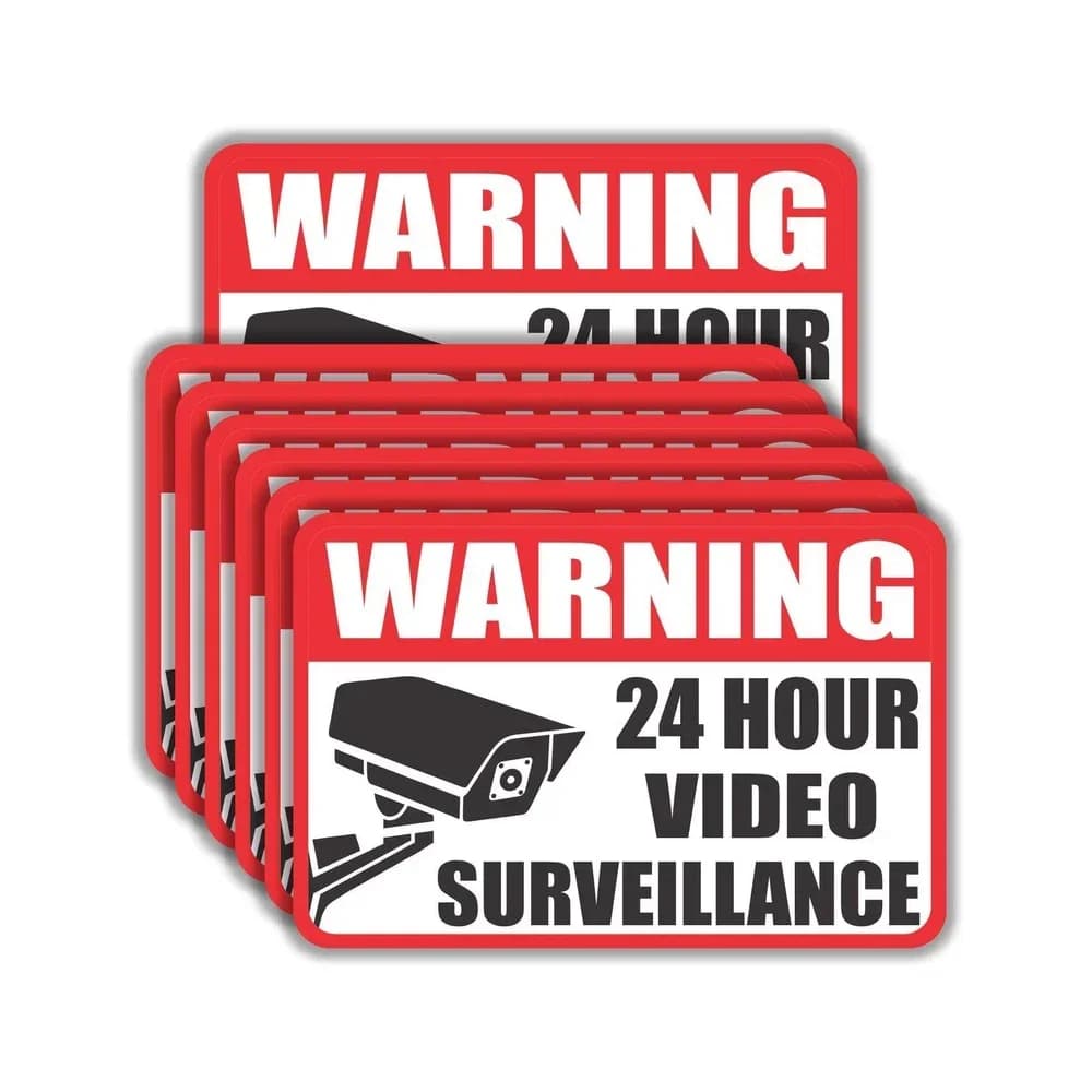 4"*6" 6PCs Video Surveillance Sign Sticker, Vinyl Decals