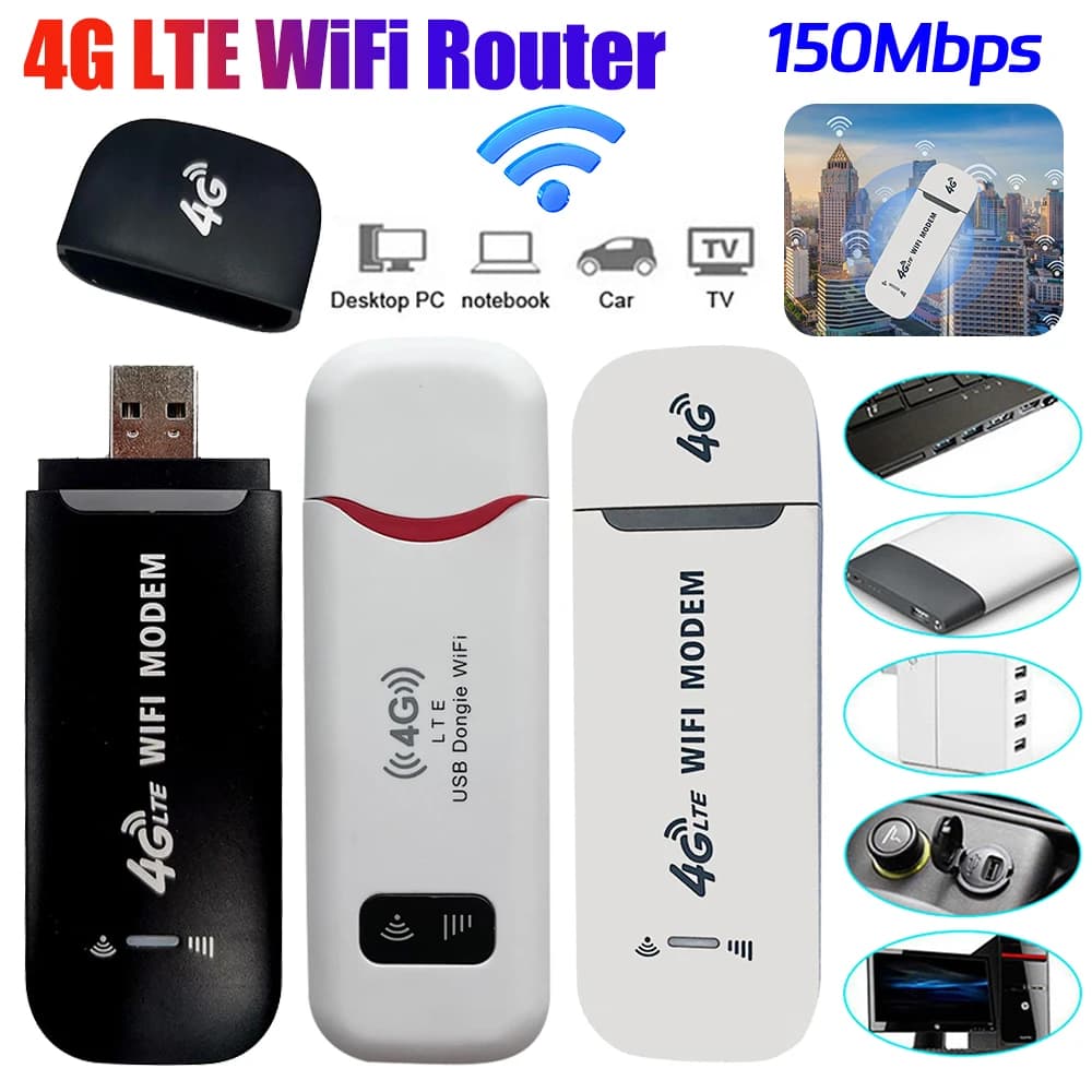 4G LTE Wireless USB Dongle Mobile Broadband 150Mbps Modem Stick 4G Sim Card Wireless Router Home Office Wireless WiFi Adapter