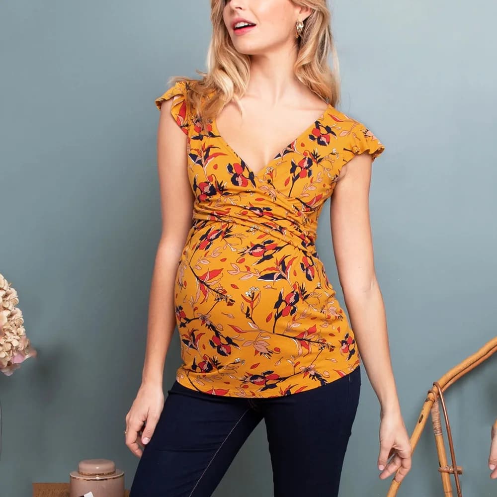 Maternity Clothes For Women Breastfeeding Clothing Short Sleeve T-Shirt Striped V-Neck Pregnant Women's Nursing Tops