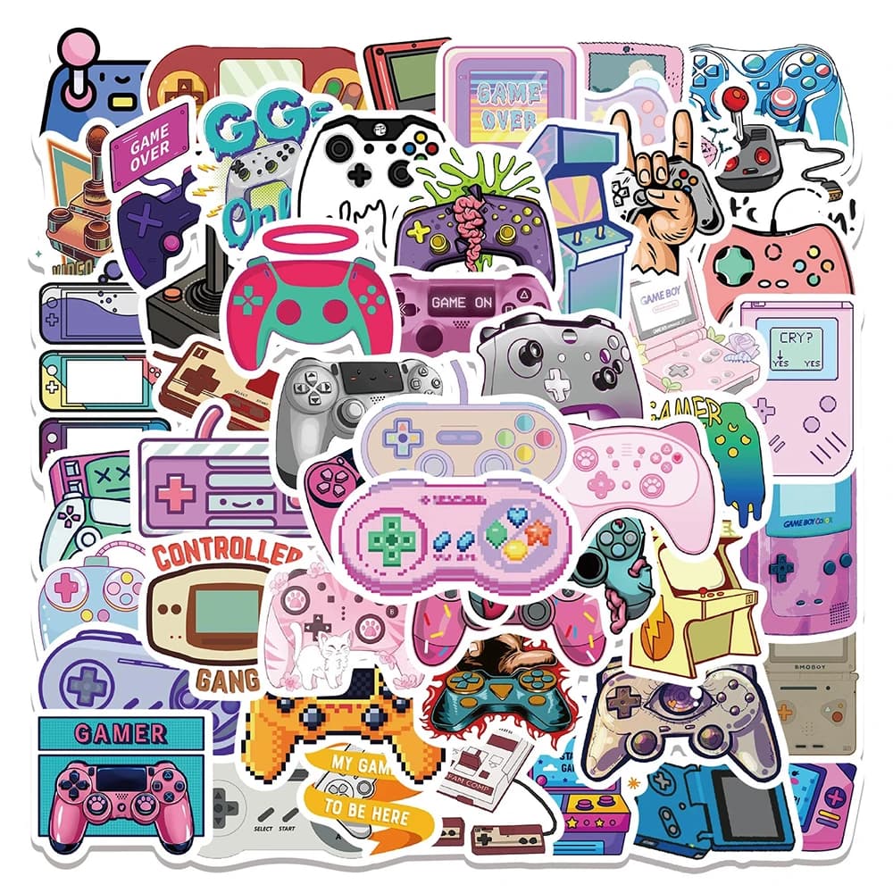 10/30/60pcs Funny Colorful Video Game Console Stickers Vintage Gamepad Cartoon Sticker Stationery Notebook Phone Decals Toy Gift