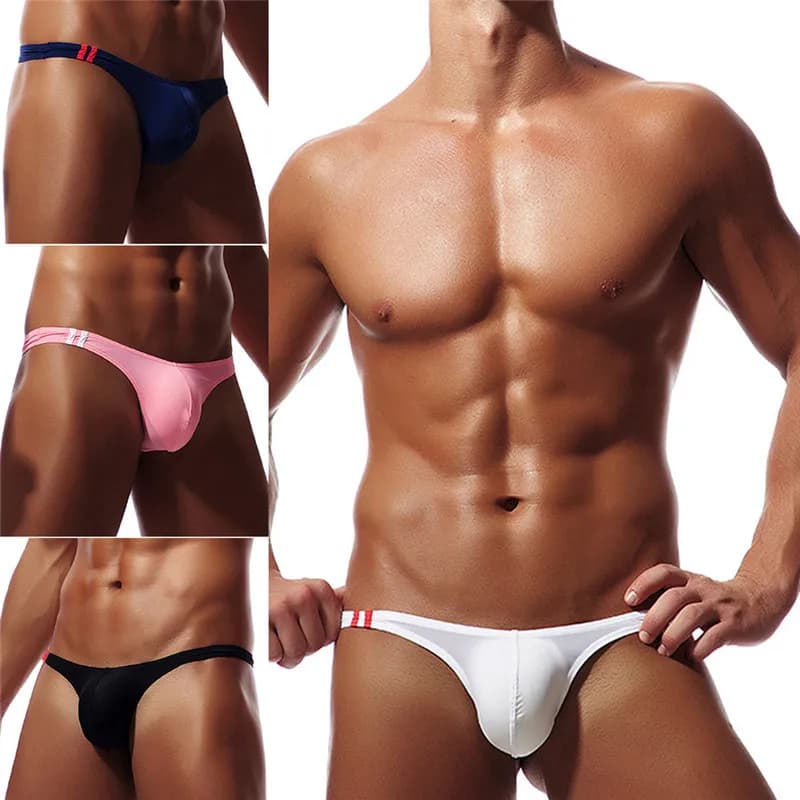 Men Underwear Briefs Simple Sexy Breathable Low Cut Underwear Soft Cozy Skin-Friendly Stretch Thong Men