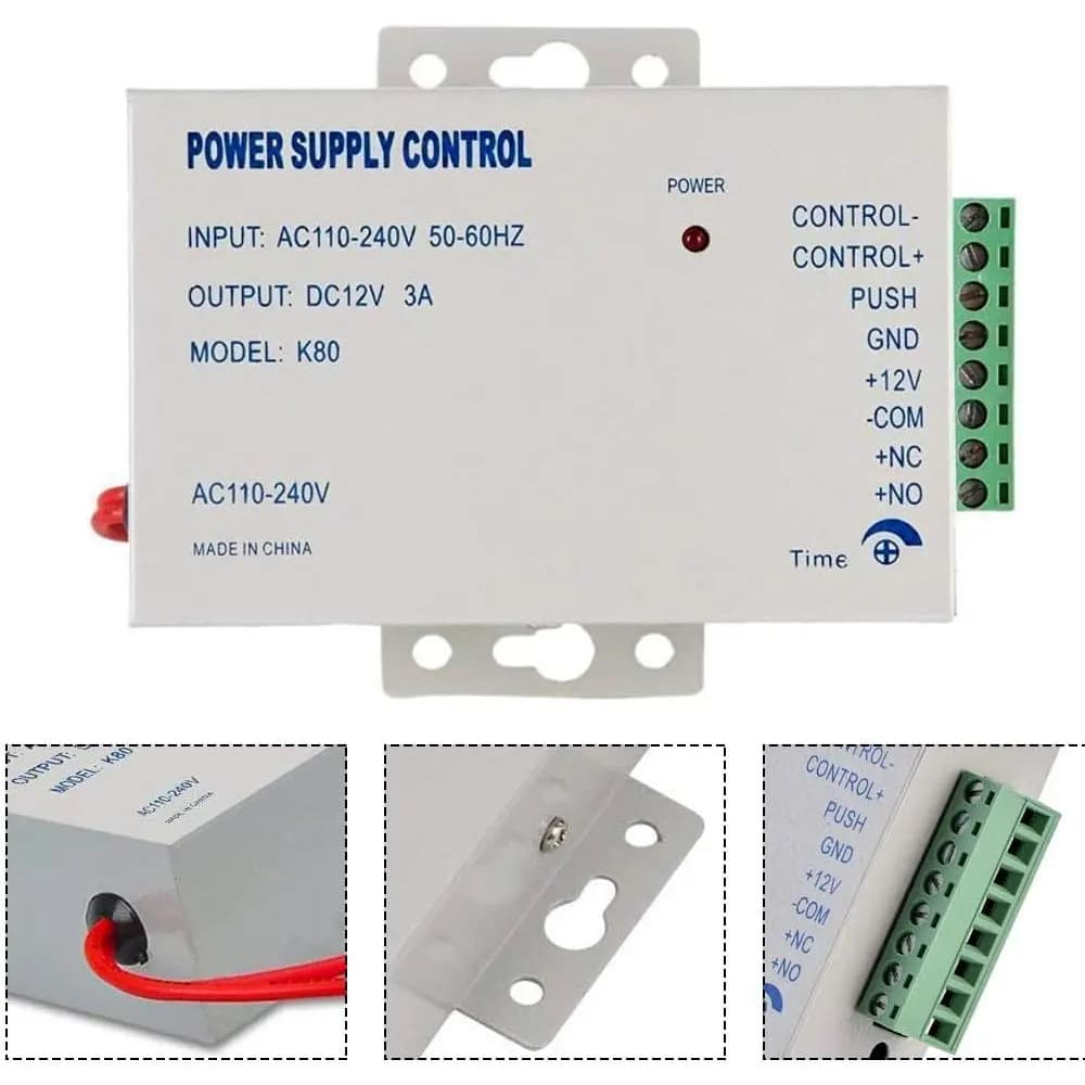 DC 12V 3A Access Control Power Supply Control System 110~240V Input Unlock for NO/NC Lock/Electric Strike Lock/Magnetic Lock