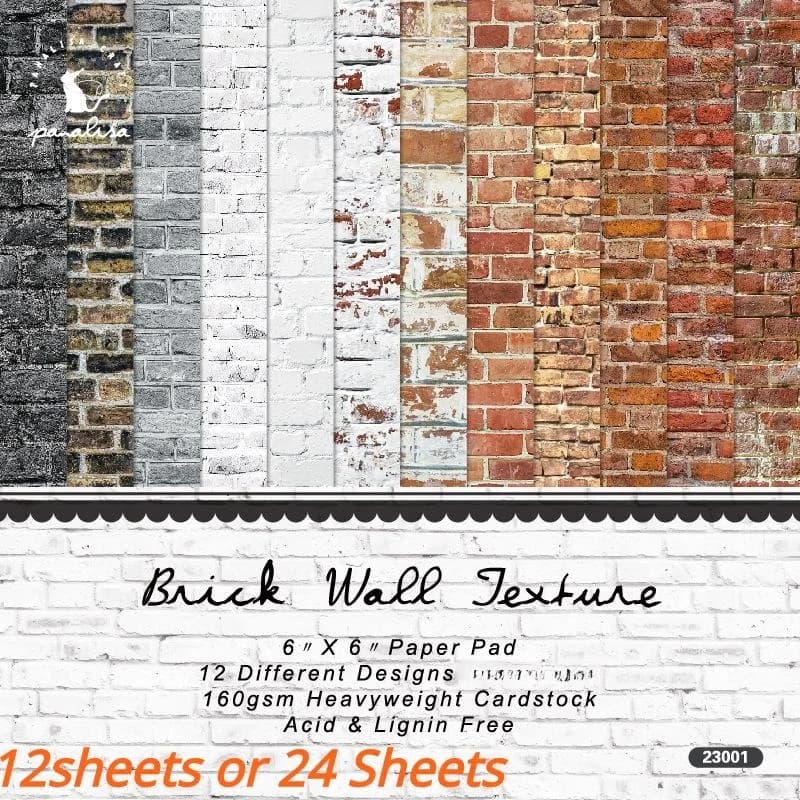 24 Sheets 6"X6" Brick Wall Texture Scrapbook Paper Scrapbooking Patterned Paper Pack DIY Craft Background Paper Single-side