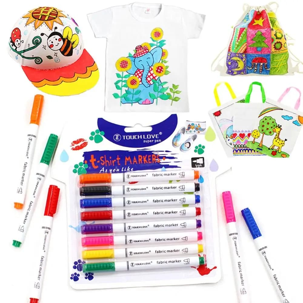8PCS/Set Waterproof Art Graffiti DIY Crafts Drawing Supplies Fabric Marker Pen T-shirt Markers Textile Paint Pen Painting Tools