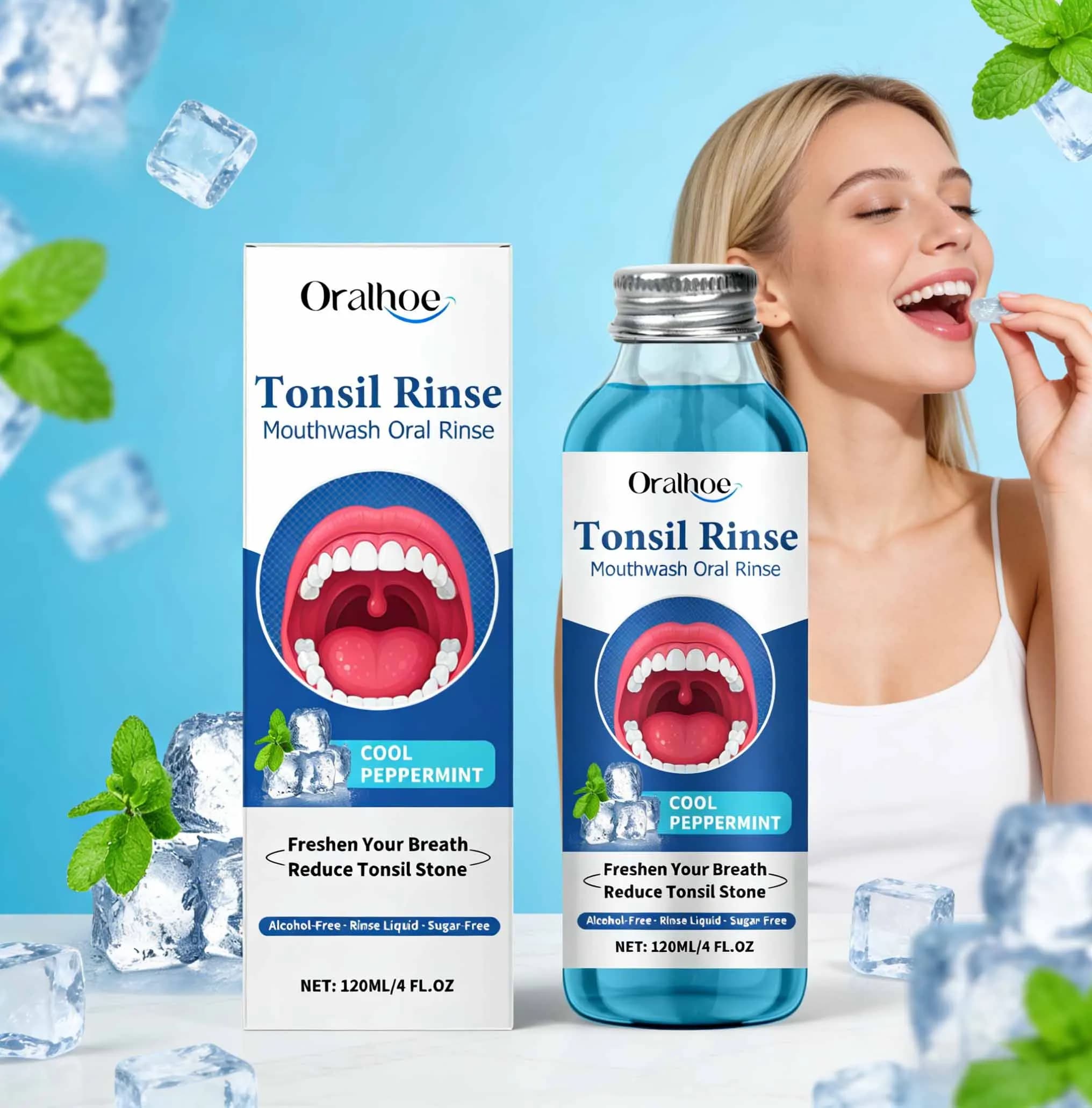 120ml ORALHOE Mouthwash Oral Rinse Remove Food Residues Bad Breath Reduce Tonsil Stone Eliminate Odor Breath Oral Care