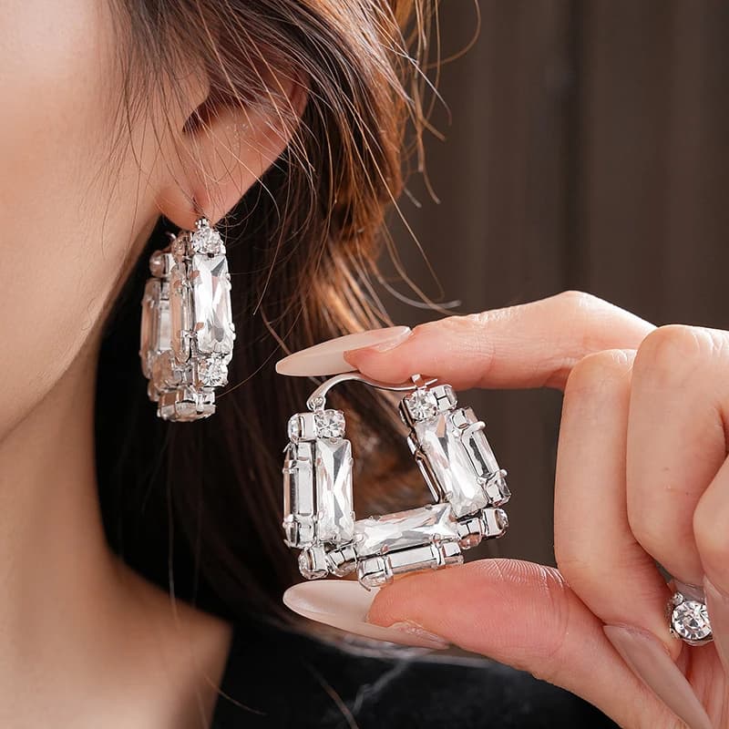Glittering Exaggerate Elegant Simple Exquisite Earrings Women Jewelry Trendy Fashion Personality Party Gifts Accessories QD063