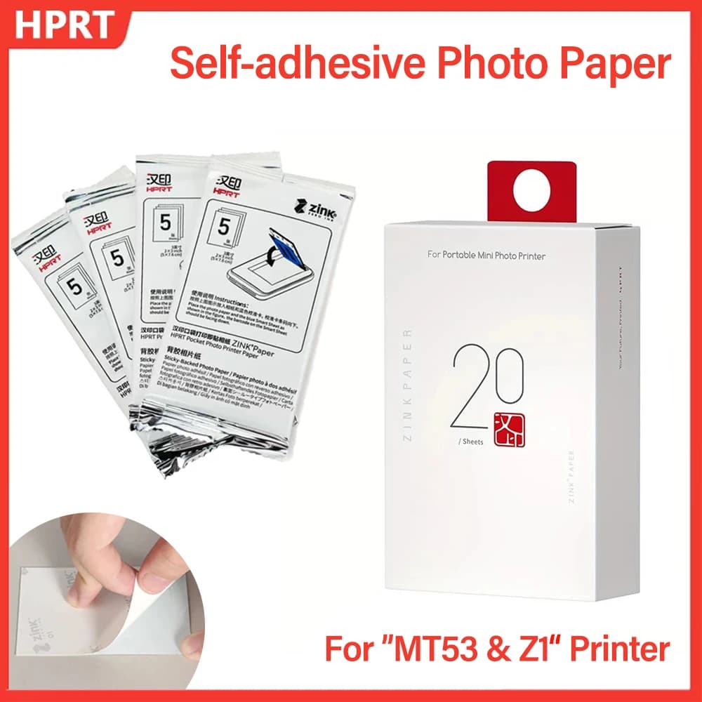 Original HPRT Photo Printer Paper With Adhesive Backing 2x3 Inch Color Self-adhesive Paper Photo Paper For HPRT Z1/MT53 Printer