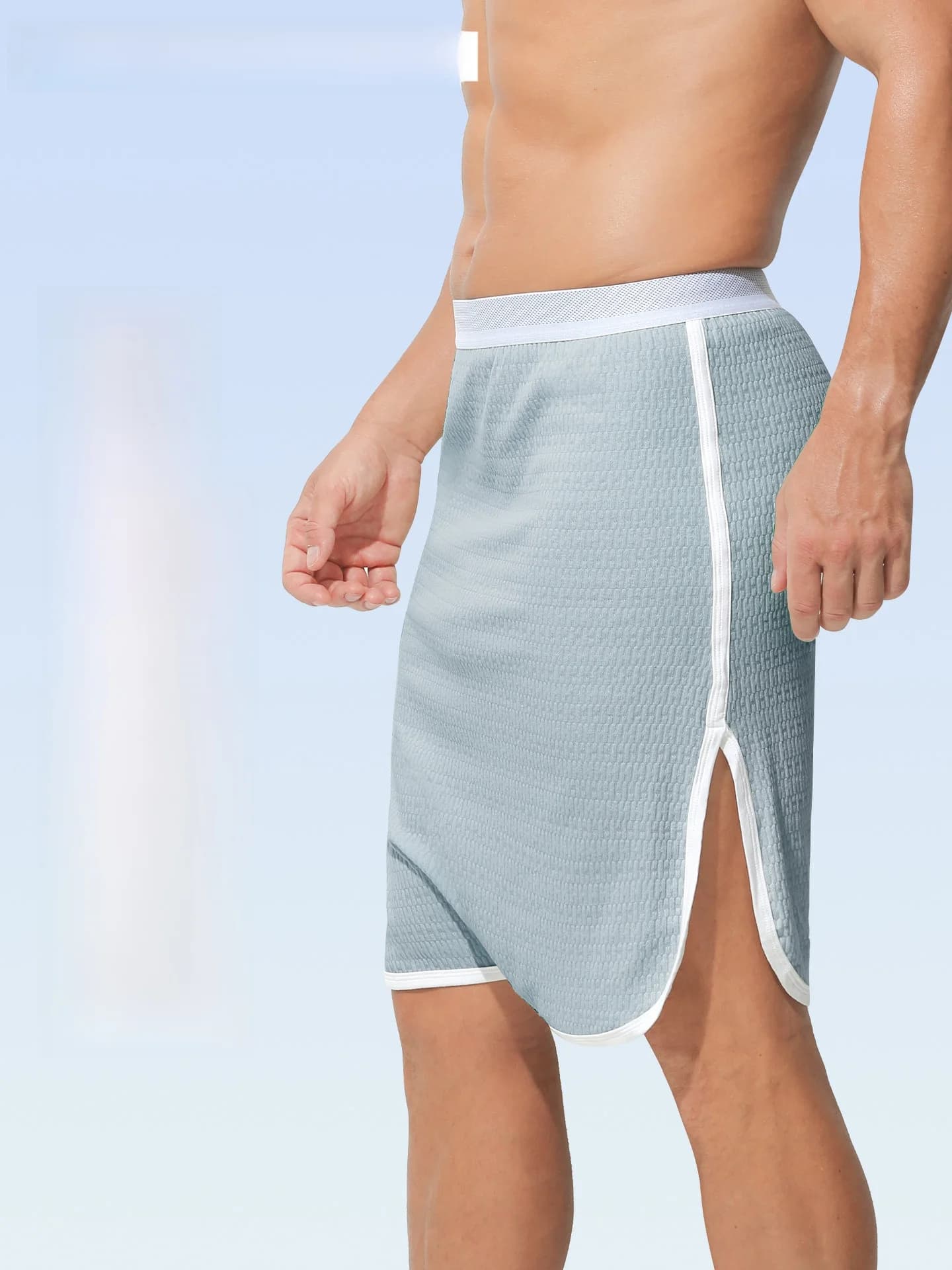 No-Underwear Breathable Cotton Sleepwear Loose Summer Men's Home Pants Comfortable Mid-Waist Five-Quarter Length Casual Style