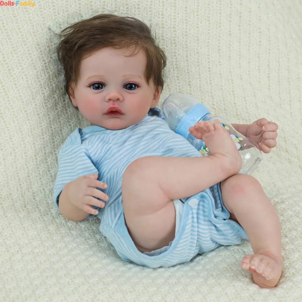 45cm Lifelike Baby Dolls Alive Reborn Babies Like Real Silicone Vinyl Full Body Boy Realistic Newborn Rooted Hair Doll Gifts