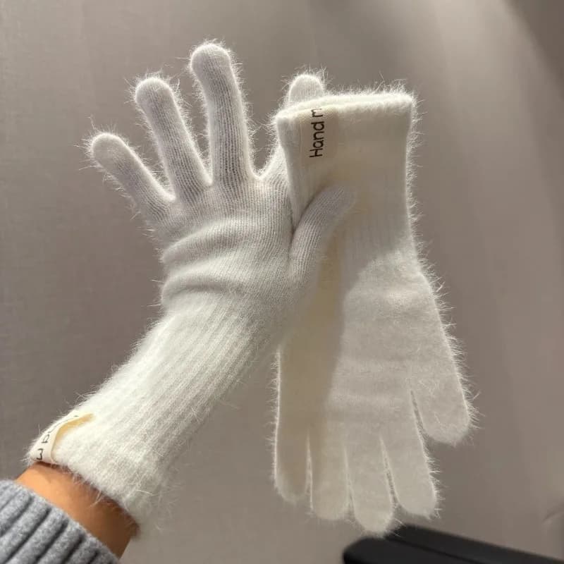 Women Wool Cashmere Gloves Cable Knit Touchscreen Finger Hole Winter Autumn Warm Wrist Length Classic Gloves Female Mitten