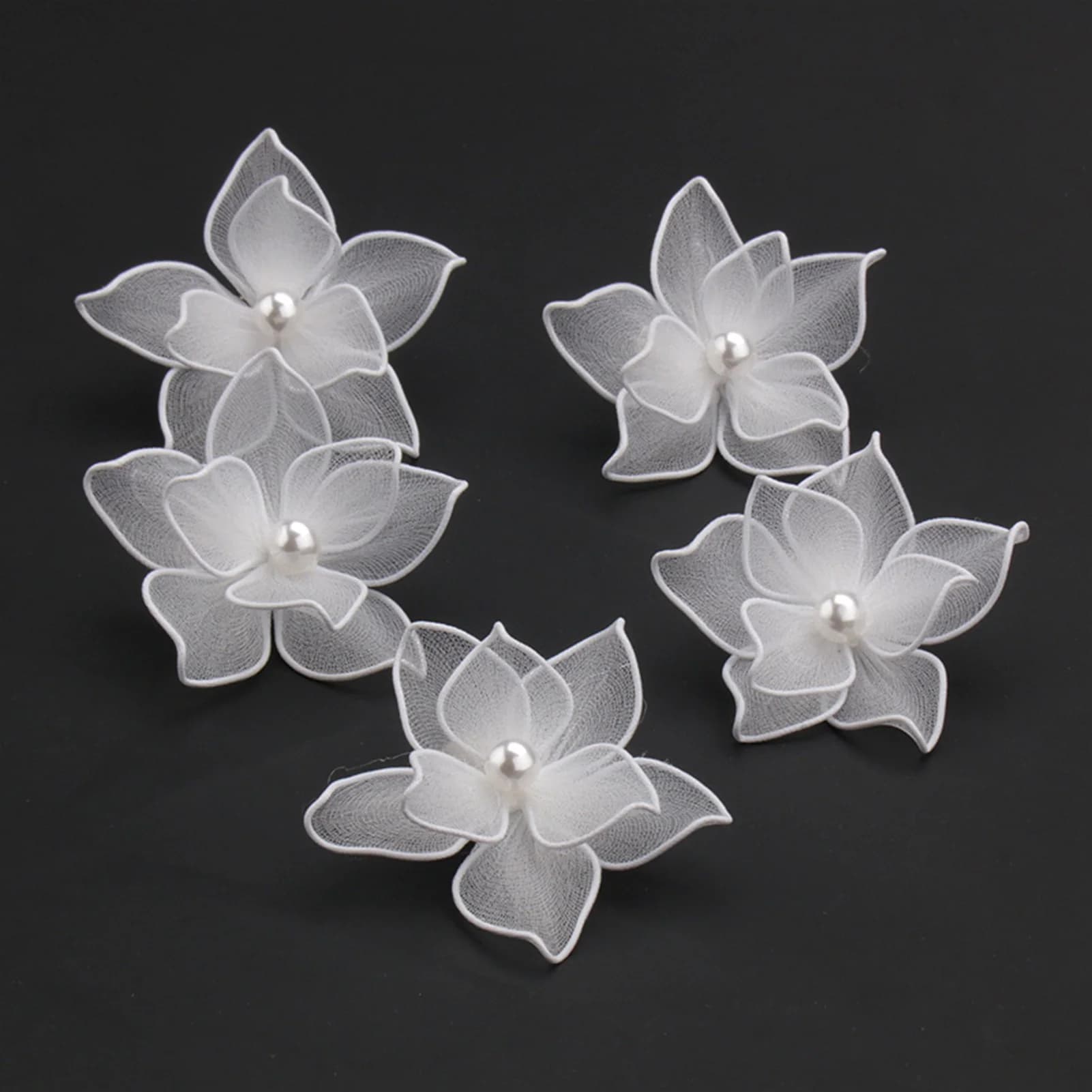 White Floral Hair Clip Wedding Hair Accessories For Women Pearl Fabrics Hairpin Barrettes Bride Tiaras Prom Hair Jewelry Gifts