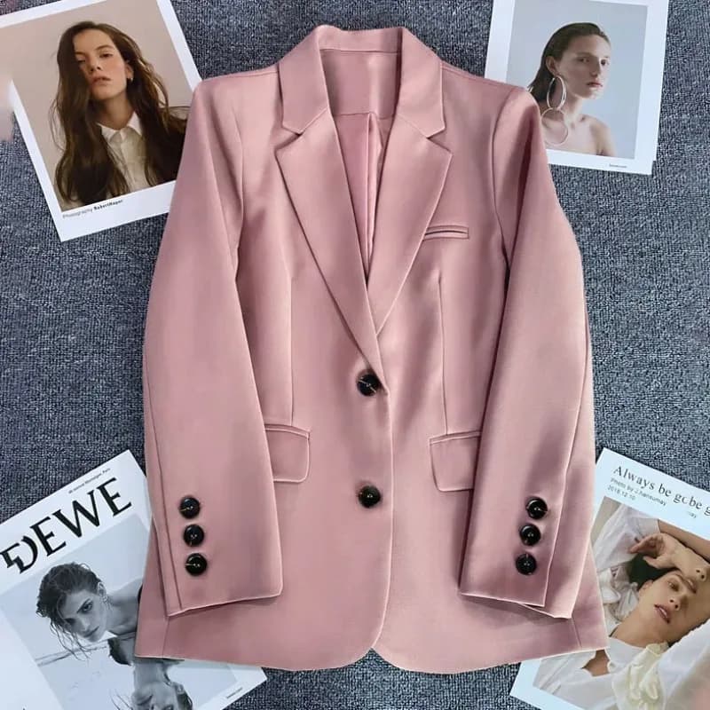 Elegant Office Lady Blazers for Women 2025 Fashion Long Sleeve Single Button Blazer Coats Female Top Suit Jackets Outerwears
