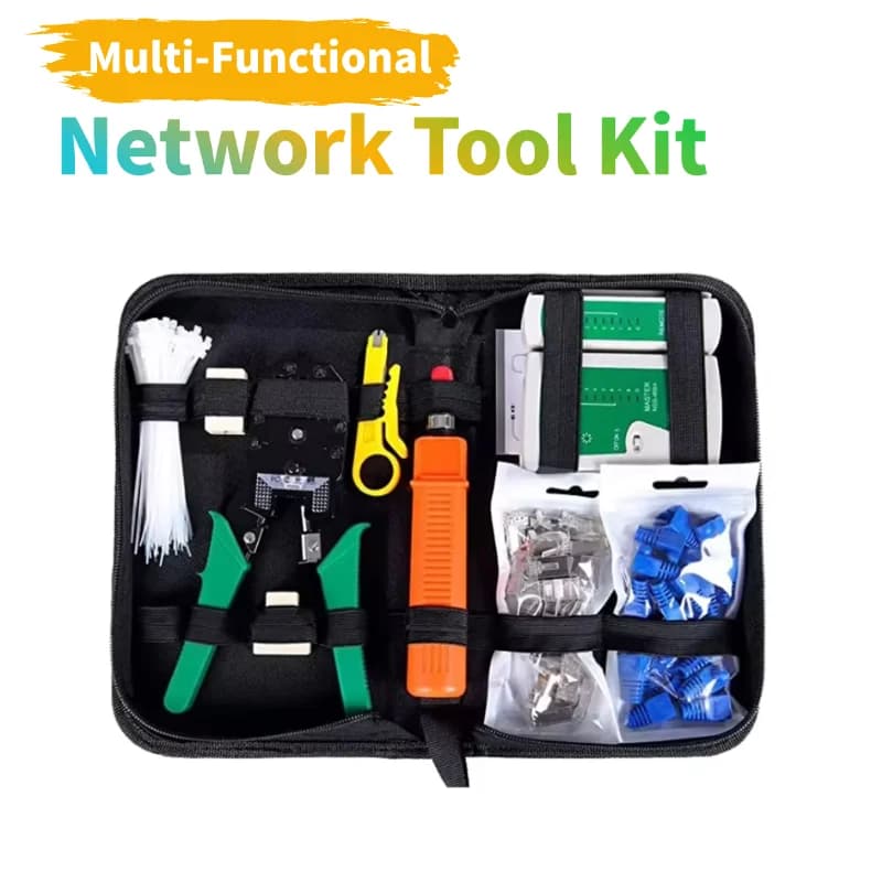 Multi-functional Network Tool Kit Portable Ethernet Cable Tester Wire Connector Stripper Cutter Crimp Tooling Set Tools