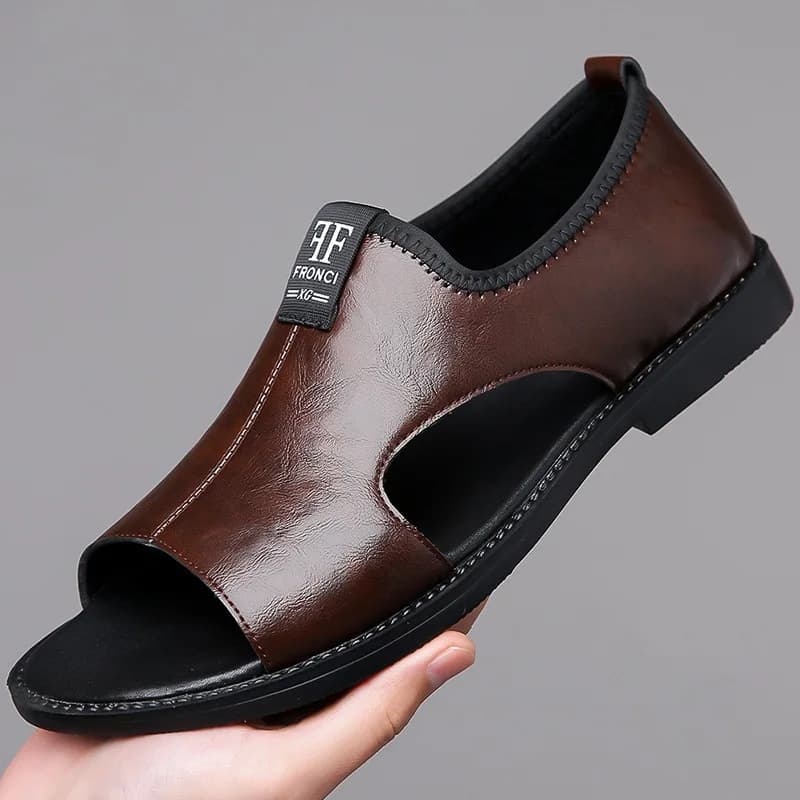 Sandals for Men Brand Casual Shoes 2026 Fashion Men's Slippers Comfortable Beach Shoes High Quality Leather Men Flat Sandals