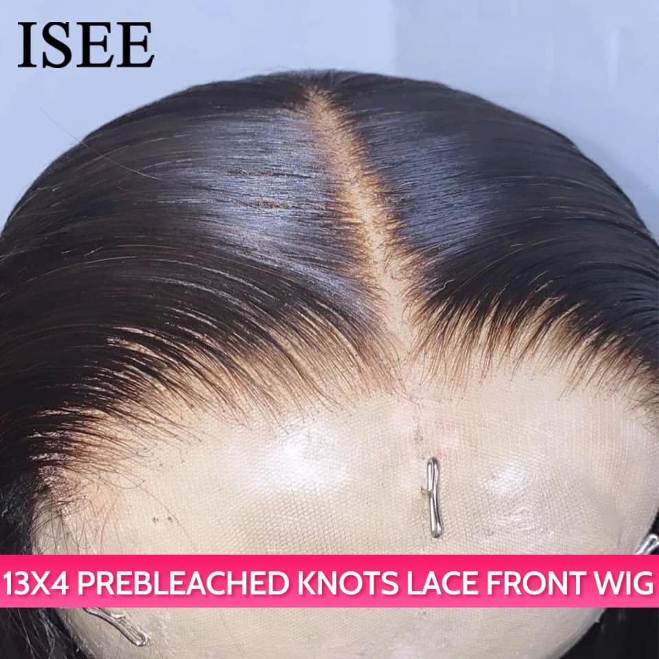 Lace Frontal Human Hair Wigs PreBleached Knots Preplucked Straight Lace Front Wigs For Women Brazilian Wigs On Sale ISEE Hair